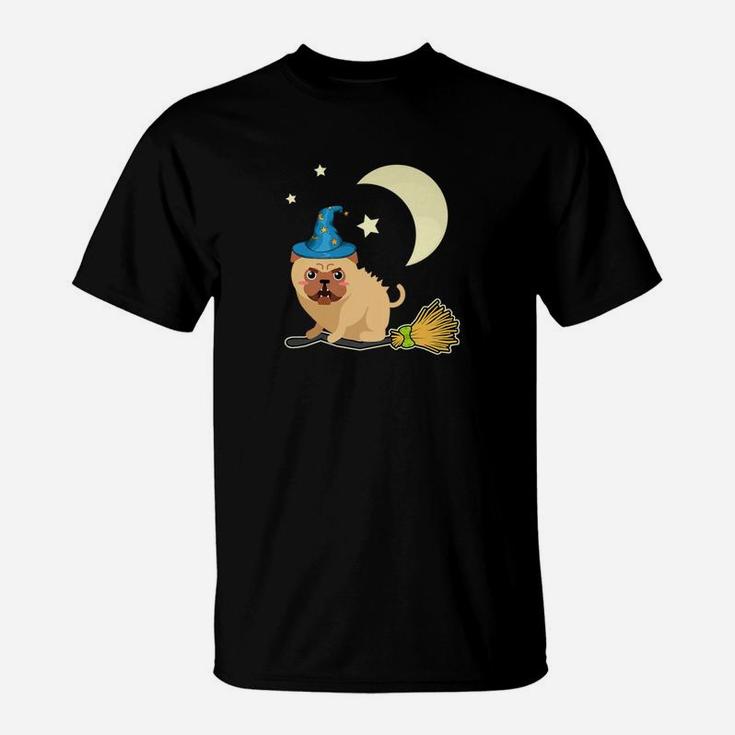 Angry Pug Witch Halloween Funny Cute Pug Dog Tee T-Shirt