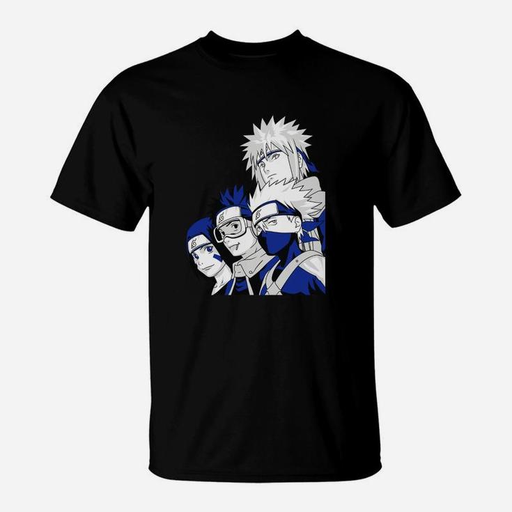 Anime Ninja Team Grafik T-Shirt - Schwarz, stylisches Otaku Hemd