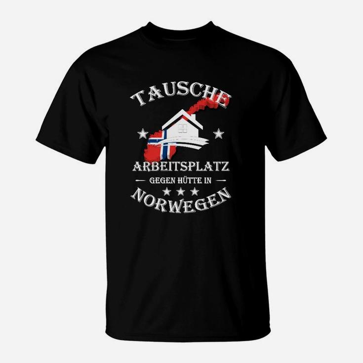 Arbeitssplatz Gegen Hütte In Norwegten T-Shirt