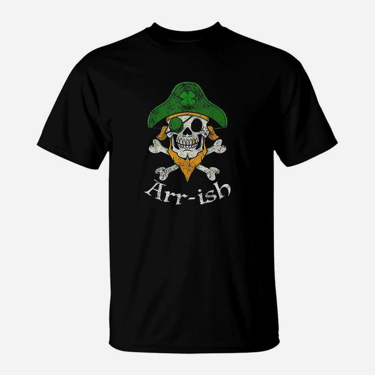 Arrish Funny Irish Pirate Clover Skull Cool St Patricks Day T-Shirt