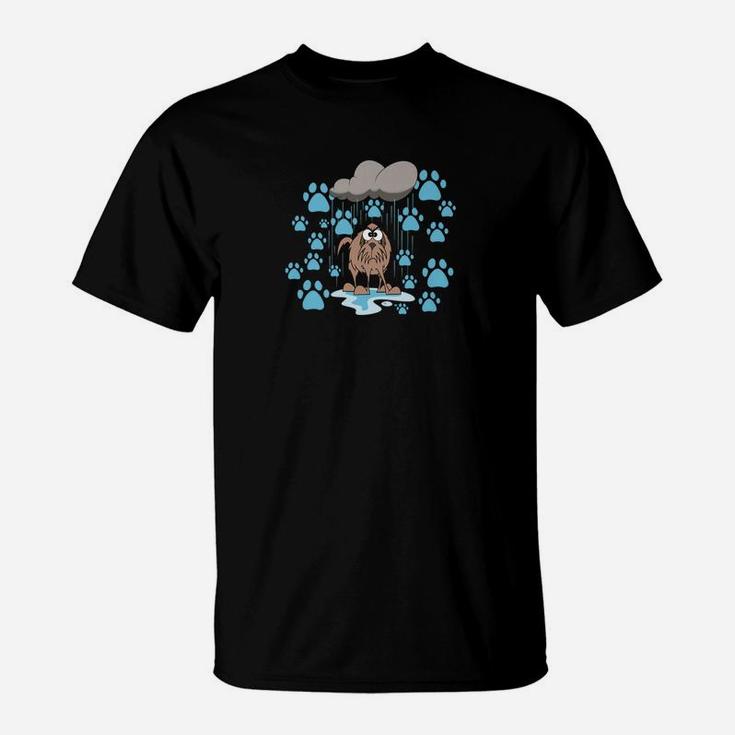 Art Funny Dog In The Rain Paw Print, gifts for dog lovers T-Shirt