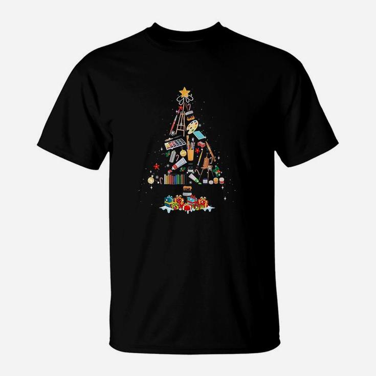 Art Xmas Tree Decor Art Teacher Ugly Artist Christmas Gift T-Shirt