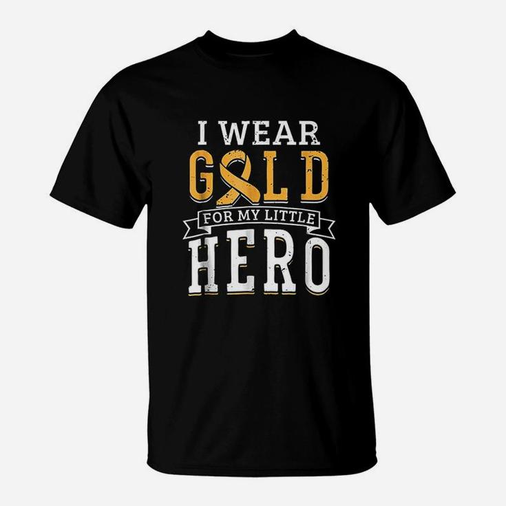 Awareness Survivor Support Gold Hero I Wear Gold For My Little Hero T-Shirt