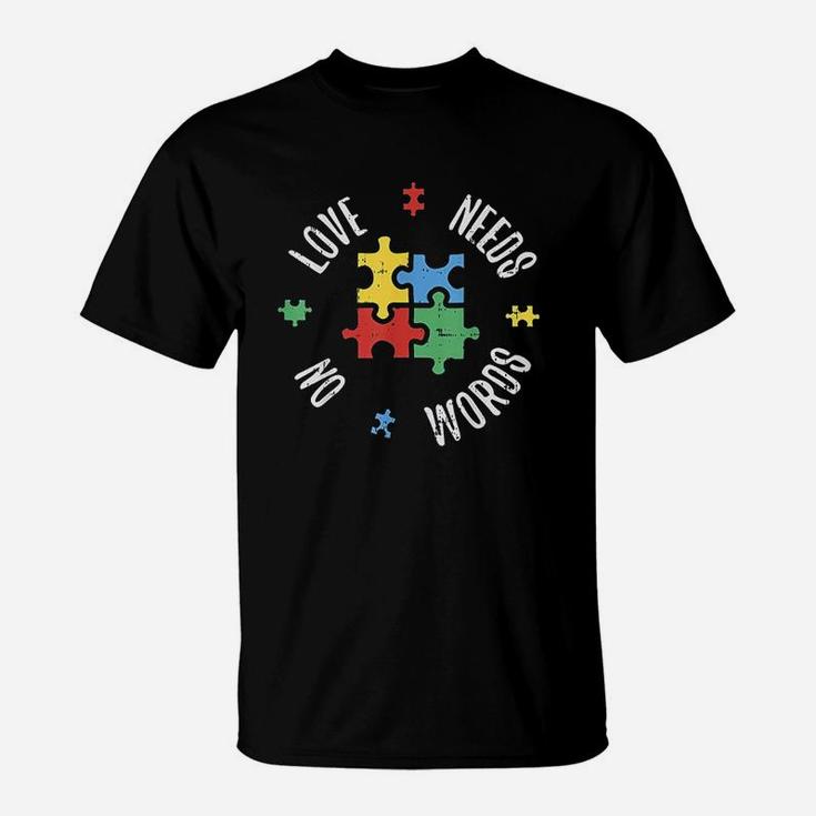 Awareness Teacher Love Needs No Word Special Puzzle T-Shirt