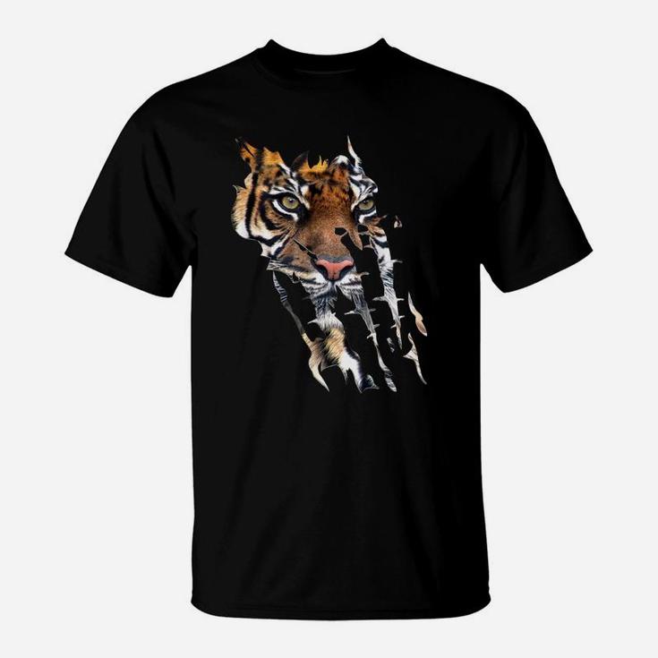 Bengal Tiger Face T-shirt Spirit Animal Tiger Paw Print T-Shirt