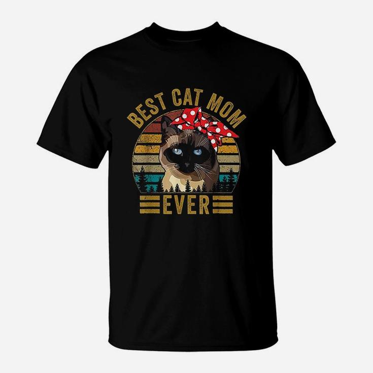 Best Cat Mom Ever Retro Vintage Siamese Cat Mothers Day Gift T-Shirt