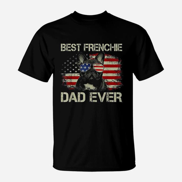 Best Frenchie Dad Ever Bulldog American Flag Gift T-Shirt