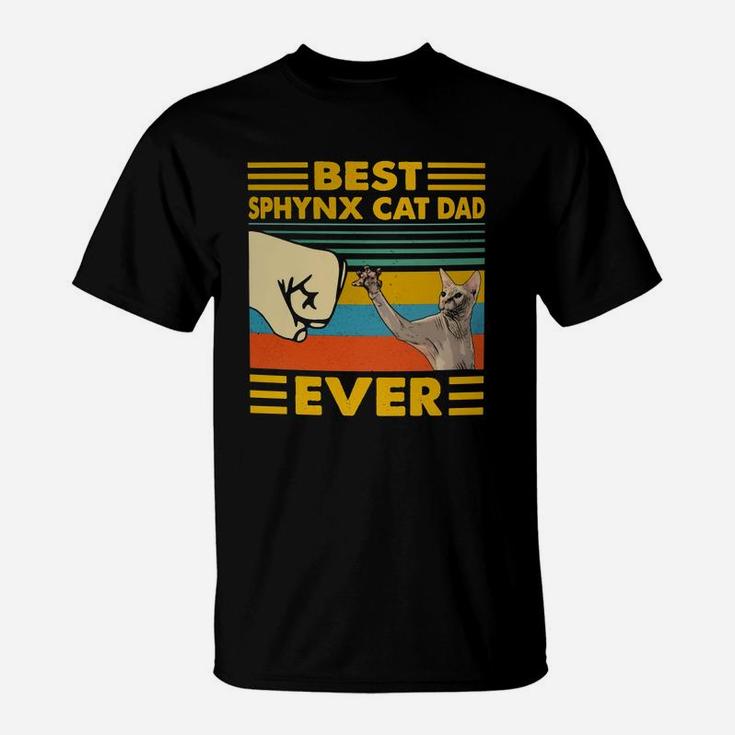 Best Sphynx Cat Dad Ever Retro Vintage Sunset T-Shirt