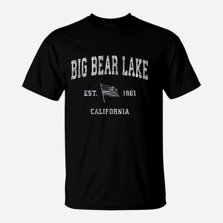 Big Bear Lake California Ca Vintage Us Flag T-Shirt