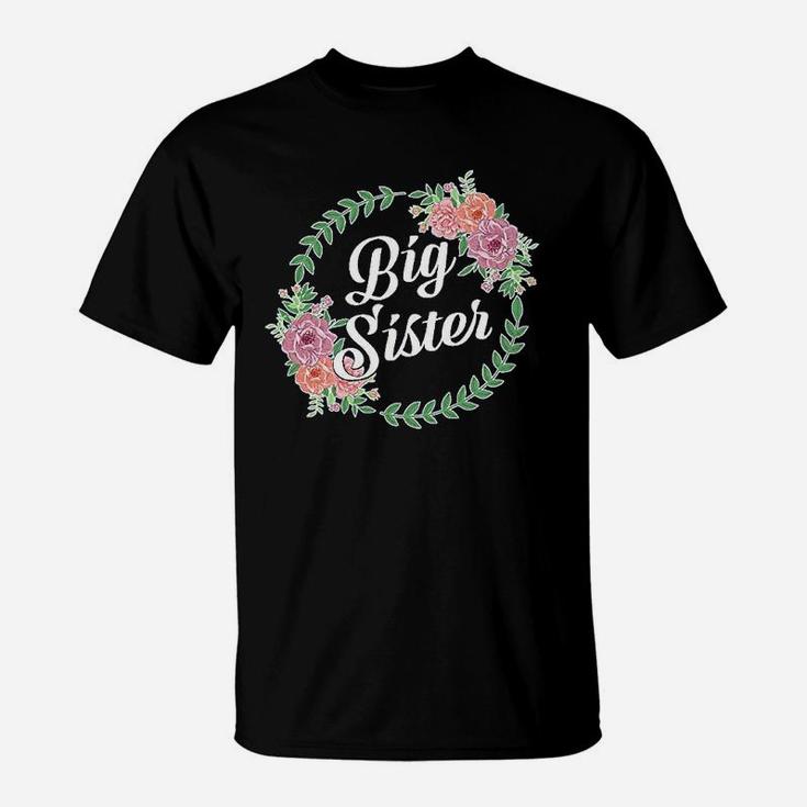 Big Sister With Flower Circle birthday T-Shirt