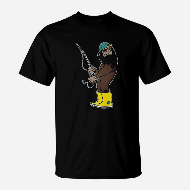 Bigfoot Fishing Funny Boots And Cap Fish Lover T-Shirt