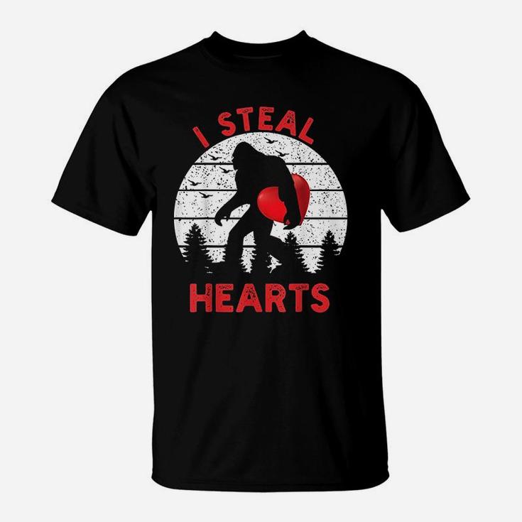 Bigfoot Sasquatch Believe I Steal Hearts Valentines Day T-Shirt