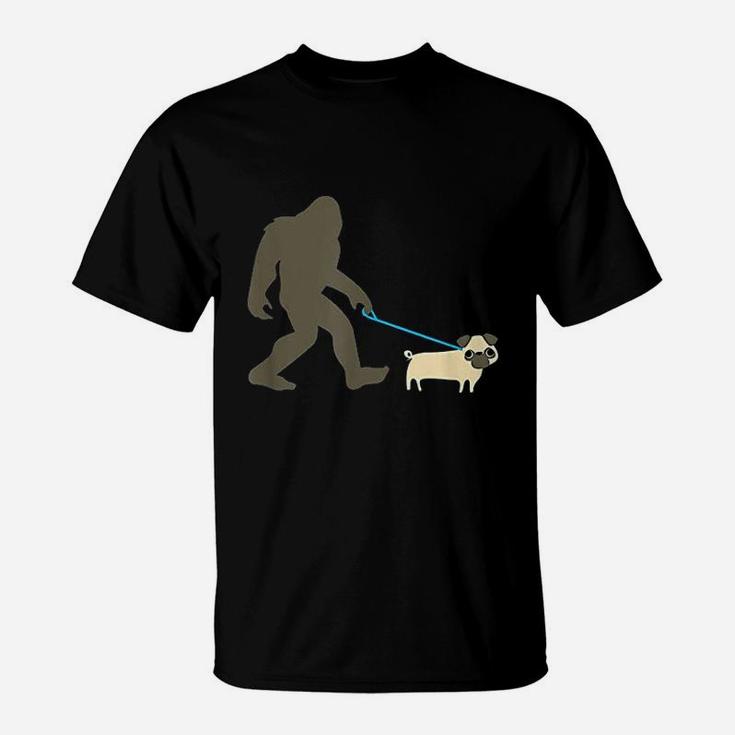 Bigfoot Walking Pugs T-Shirt