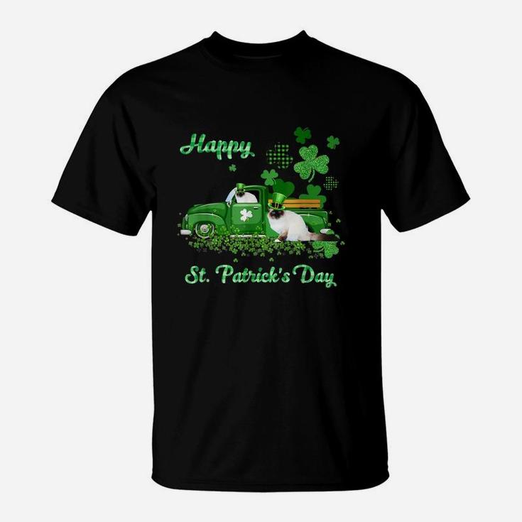 Birman Riding Green Truck St Patricks Day Cat Lovers Gift T-Shirt