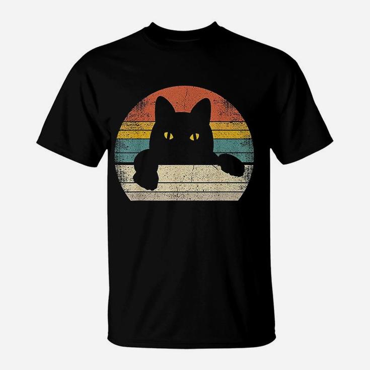 Black Cat Vintage Retro Style Cats Lover T-Shirt