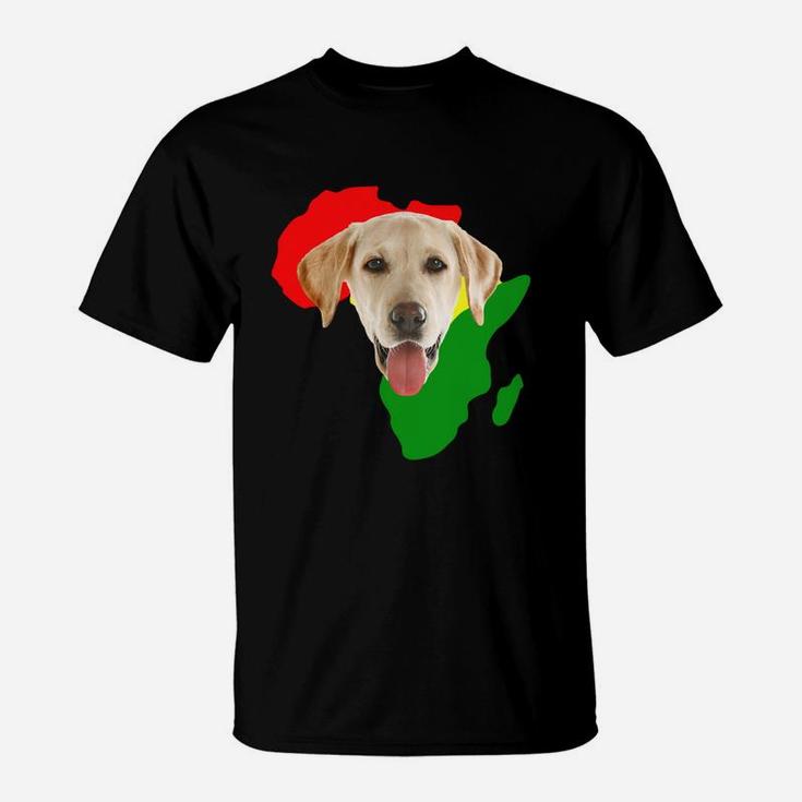 Black History Month African Map Labrador Retriever Gift For Pet Lovers Proud Black T-Shirt