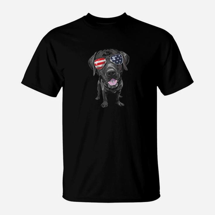 Black Lab Funny Dog Animal Love Dog 4th Of July T-Shirt