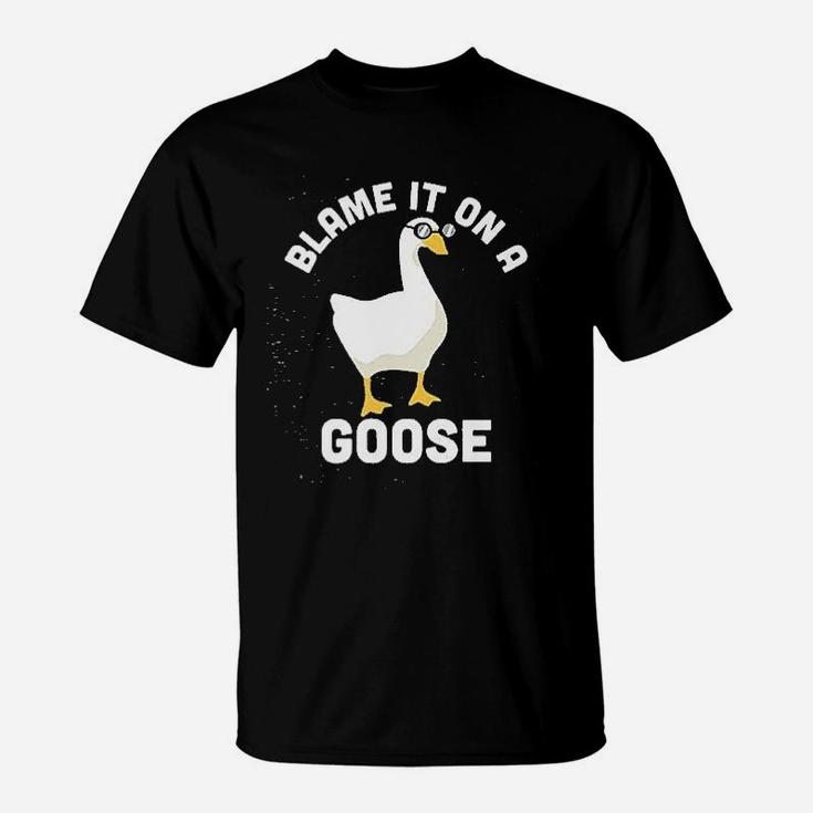 Blame It On A Goose Funny Video Game Meme Graphic T-Shirt