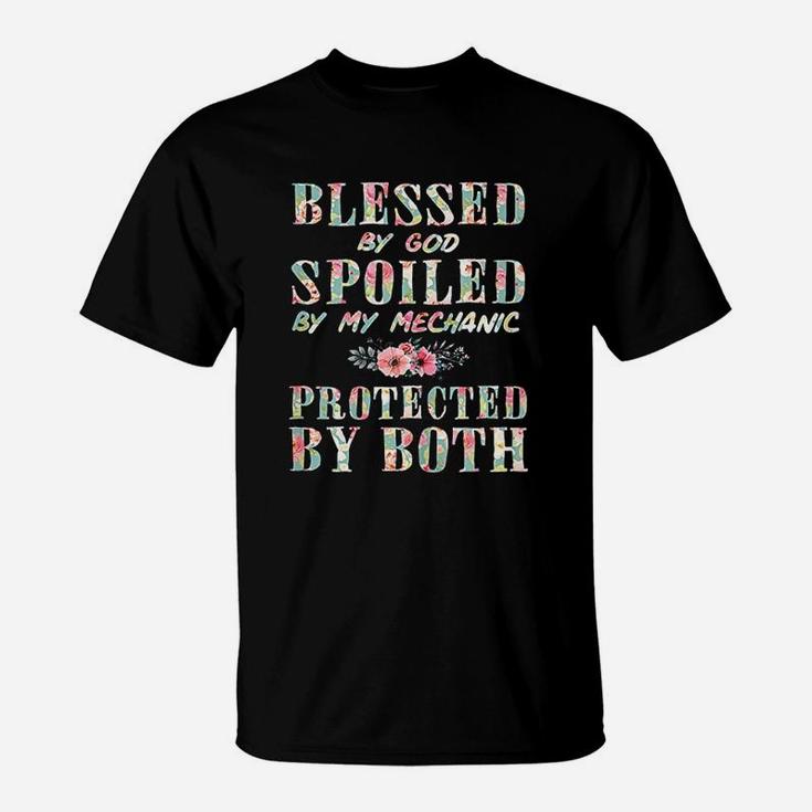 Blessed By God Spoiled By My Mechanic Wife T-Shirt