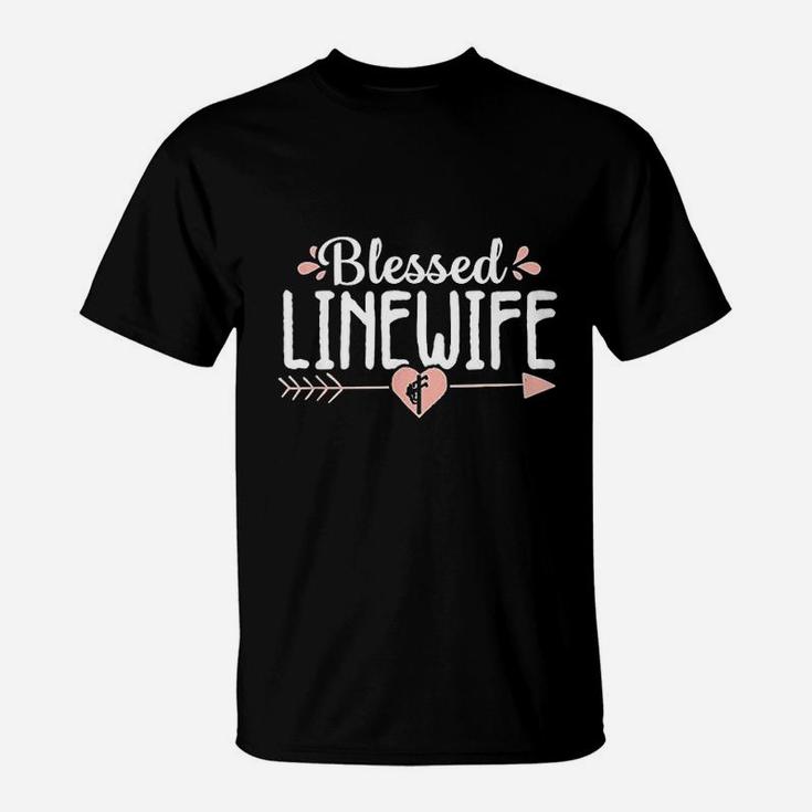 Blessed Line Wife Cute Electrical Lineman Proud Gift Women T-Shirt