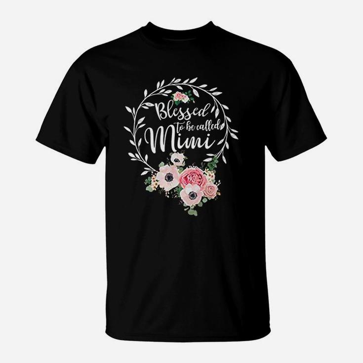 Blessed Mimi For Women Floral Grandma Blessed To Be Called Mimi T-Shirt