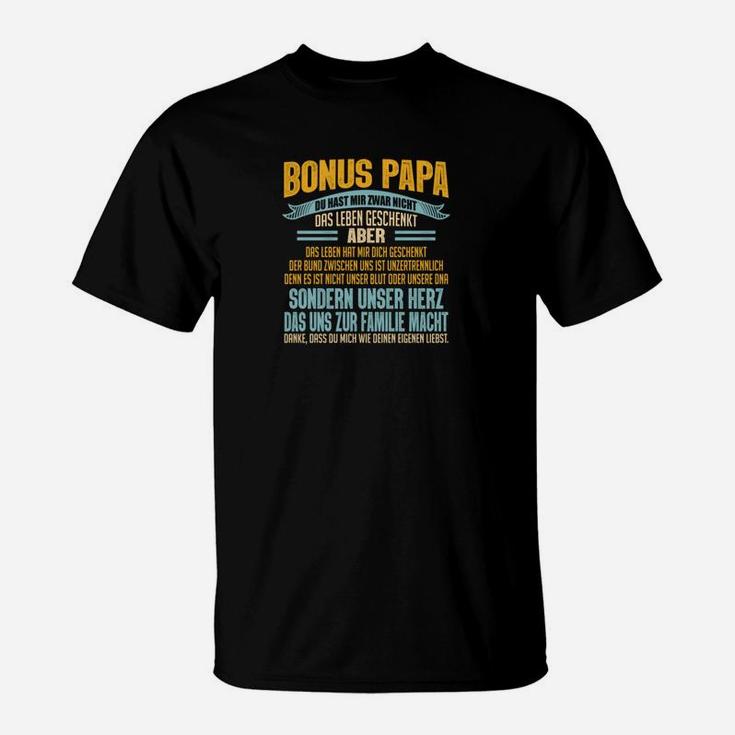 Bonus Papa Spruch Schwarzes T-Shirt, Geschenk für Stiefväter