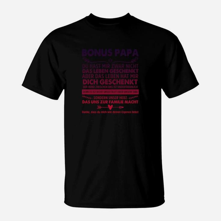 Bonus Papa Spruch T-Shirt, Liebevolles Schwarz Tee für Väter