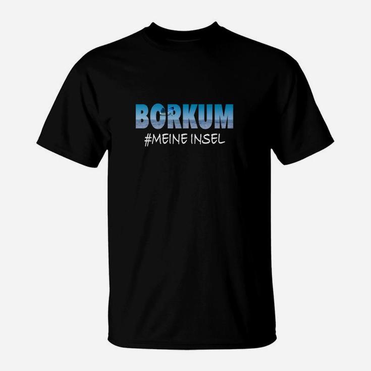 Borkum #MeineInsel Schriftzug T-Shirt, Souvenir Schwarz Tee