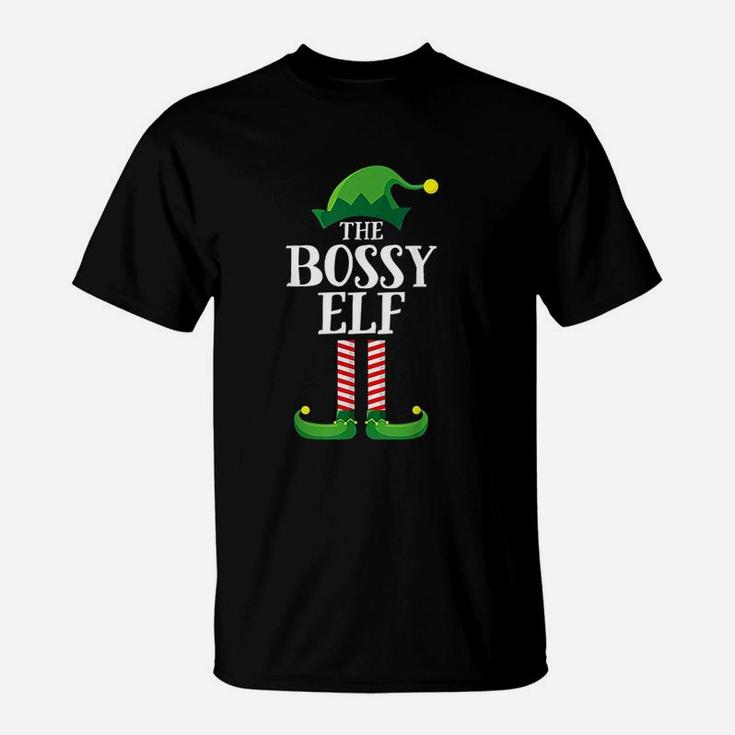 Bossy Elf Matching Family Group Christmas Party T-Shirt