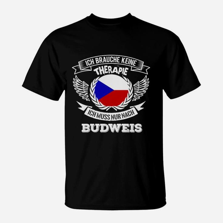 Budweis Therapie Spruch Herren T-Shirt mit Tschechischer Flagge