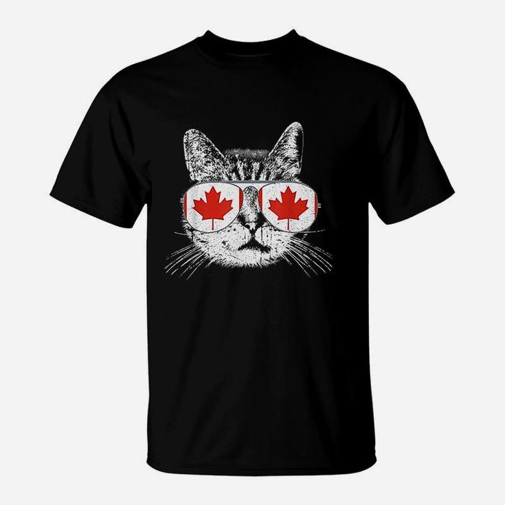 Canada Flag Cat Canadian Pride Men Women Kids Fur Mom Dad T-Shirt