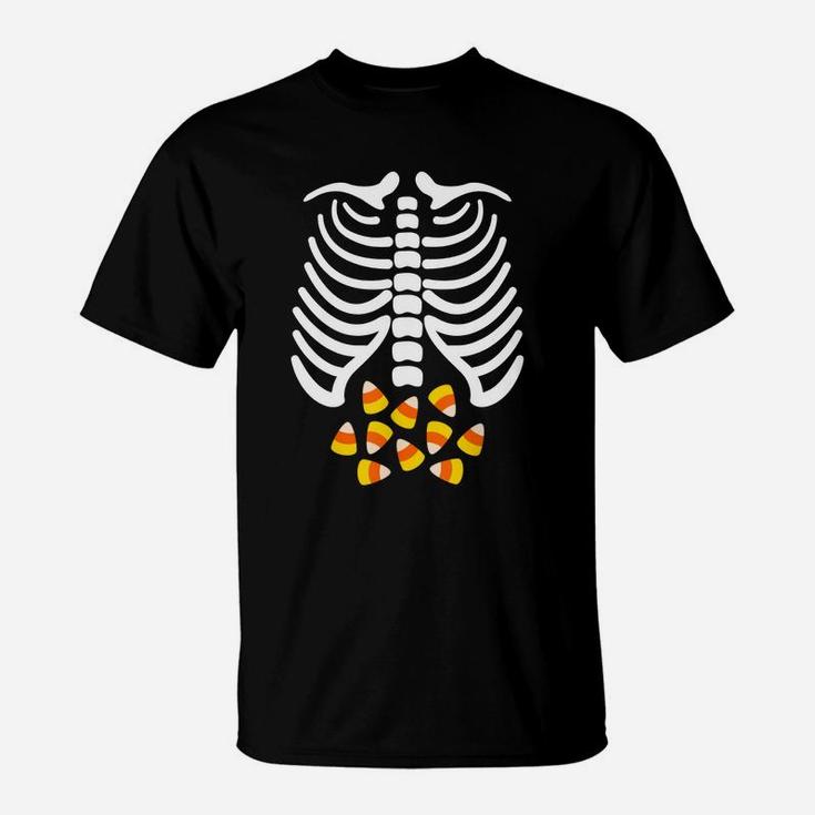 Candy Corn Skeleton Rib Cage Halloween Costume T Shirt T-Shirt