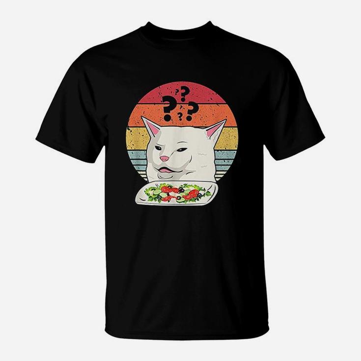 Cat Meme Funny Retro Yelling At Cats Eating Salad T-Shirt