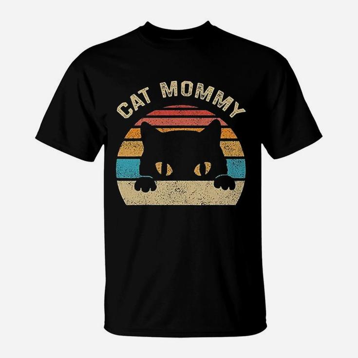 Cat Mommy Vintage Retro Black Cats T-Shirt