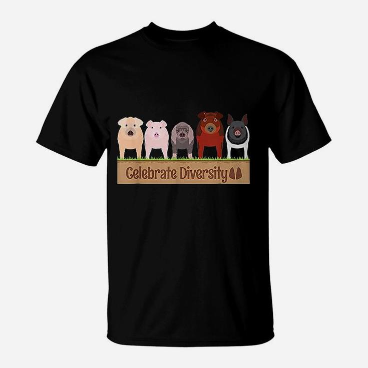 Celebrate Diversity Gifts For Pig Lovers Farm Breed Cute Pig T-Shirt