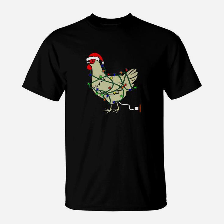Chicken Christmas Light Lady Men Farmer Lover Tee T-Shirt