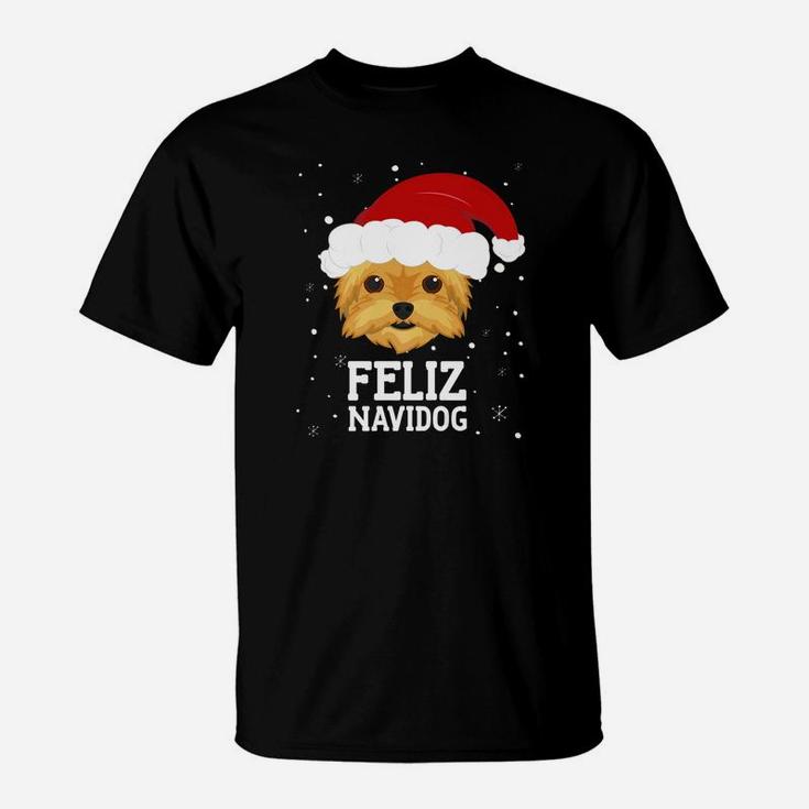 Christmas Dog Feliz Navidog Yorkshire Terrier Yorkie Shirt T-Shirt