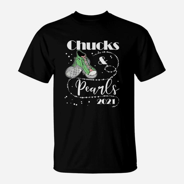 Chucks And Pearls 2021 Green Cute Shoes T-Shirt