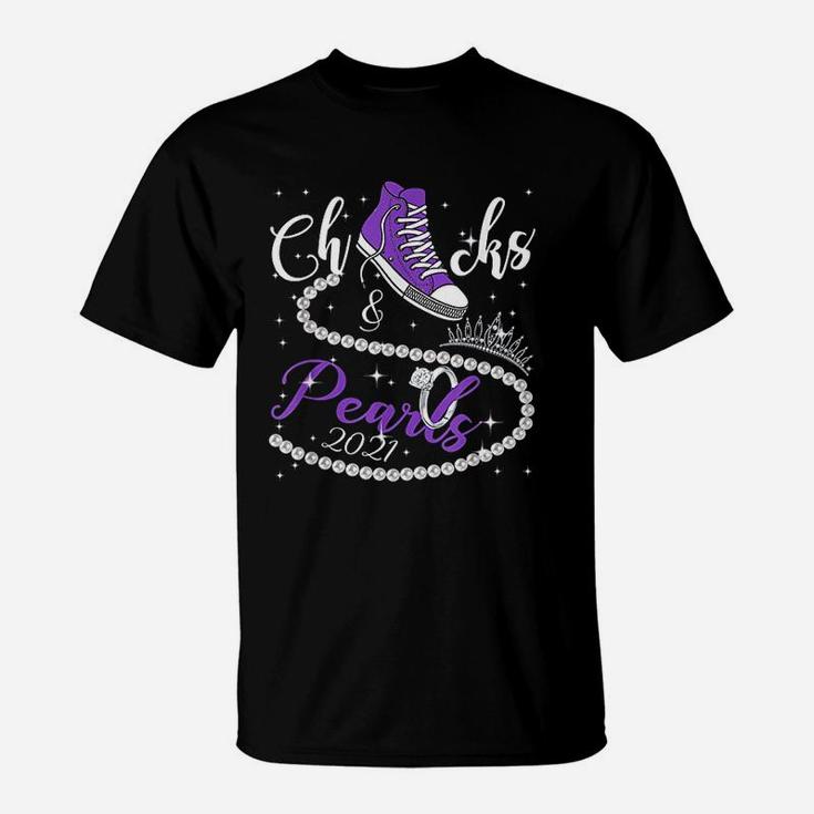 Chucks And Pearls 2021 Hbcu Black Girl Magic Purple Gift T-Shirt