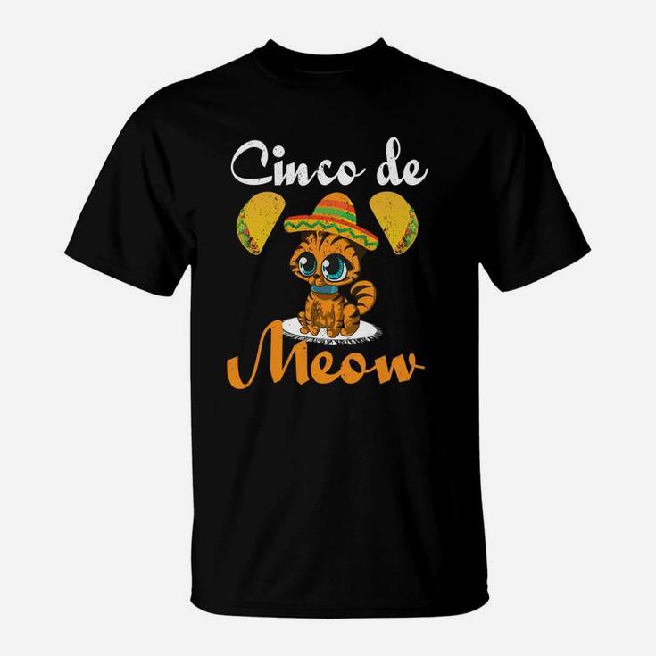 Cinco De Mayo Cinco De Meow Cat Taco Sombrero T-Shirt