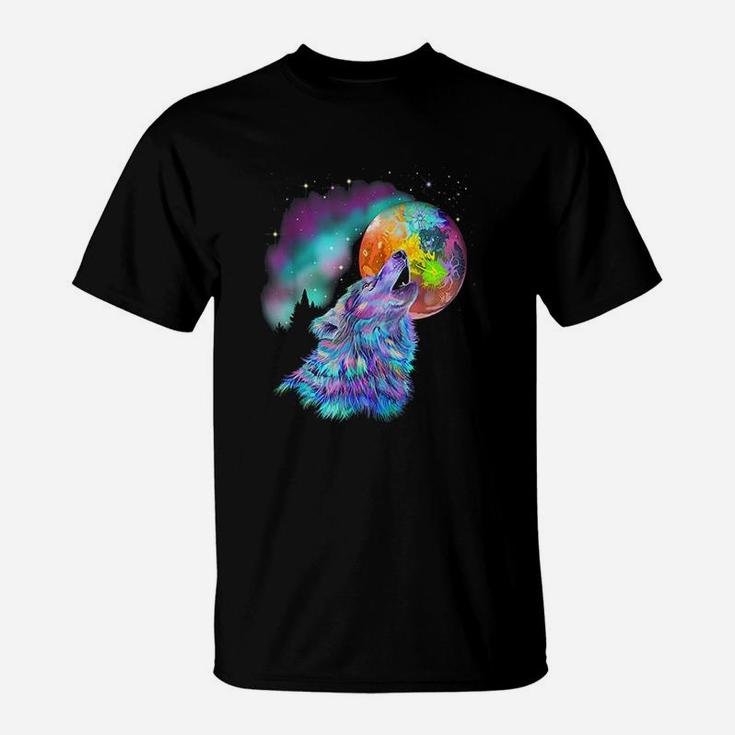 Colorful Rainbow Psychedelic Howling At Moon Wolf Colorful Rainbow Psychedelic Howling At Moon Wolf