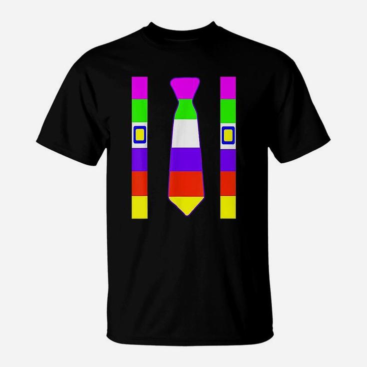 Colorful Tie Suspenders 80s Party Halloween Party T-Shirt