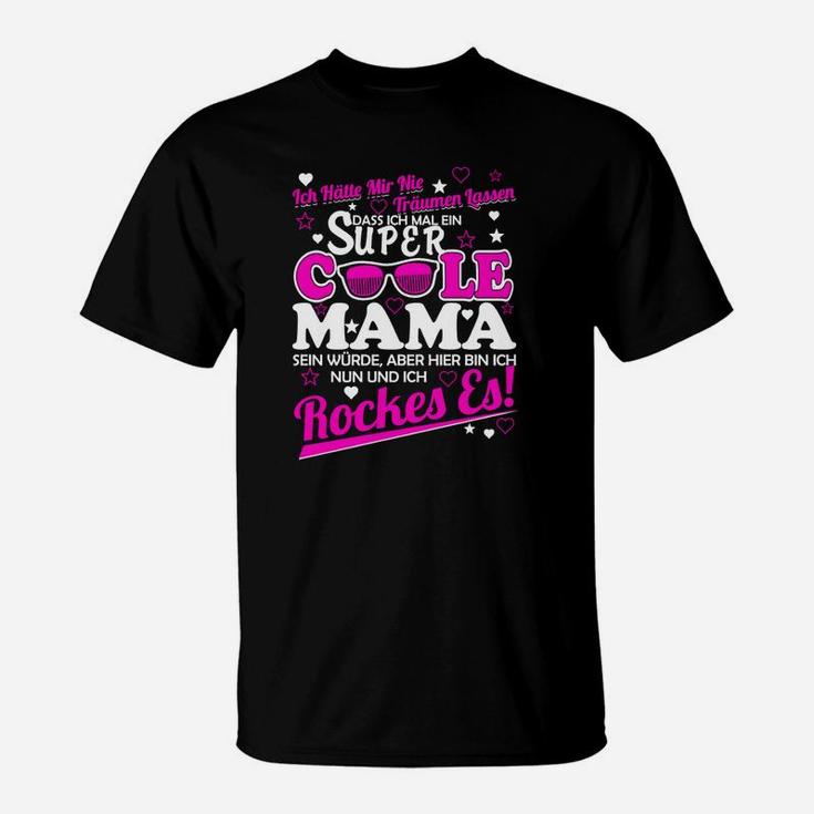 Coole Mama Schwarzes Damen T-Shirt, Bunte Druck