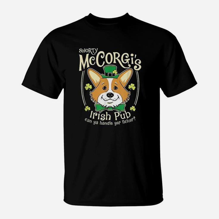 Corgi St Patricks Day Shorty Mccorgi Irish Pub T-Shirt