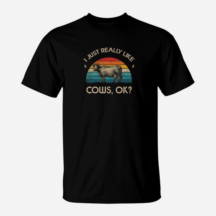 Cow Lover I Just Really Like Cows Ok Vintage Tee T-Shirt