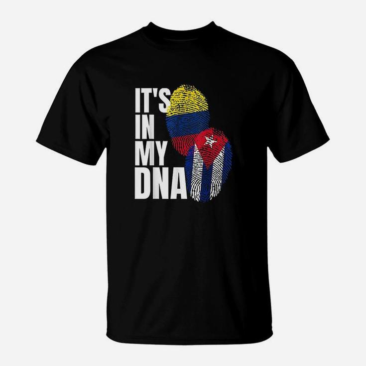 Cuban And Colombian Dna Mix Flag Heritage Gift T-Shirt