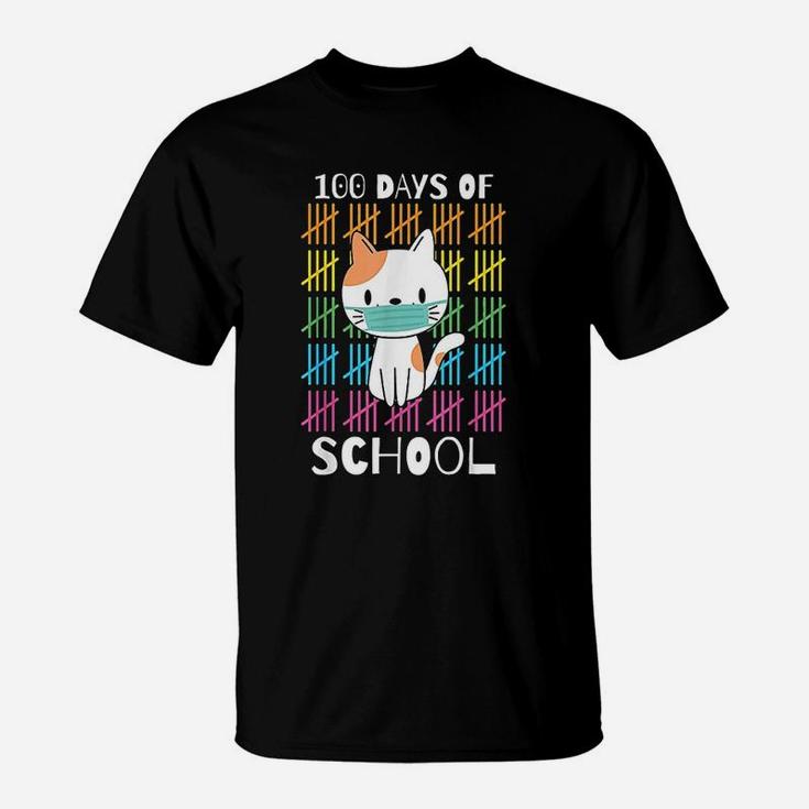 Cute 100 Days Of School Cat Virtual Teacher T-Shirt