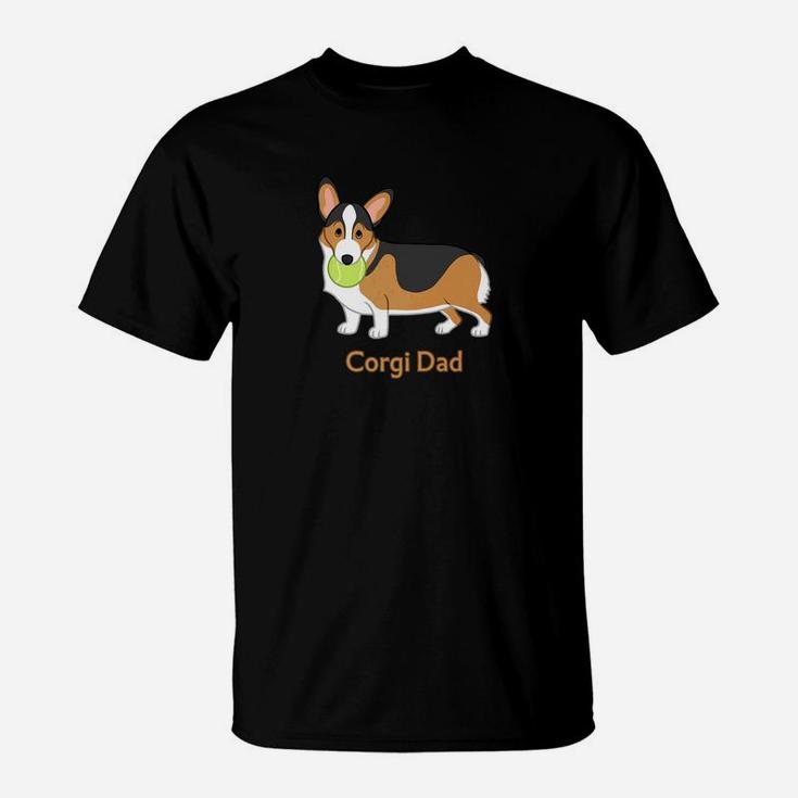 Cute Black Tan Pembroke Welsh Corgi Dad Dog Lover T-Shirt