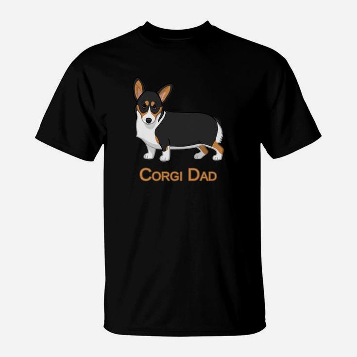 Cute Black Tricolor Pembroke Corgi Dad Dog Lovers T-Shirt