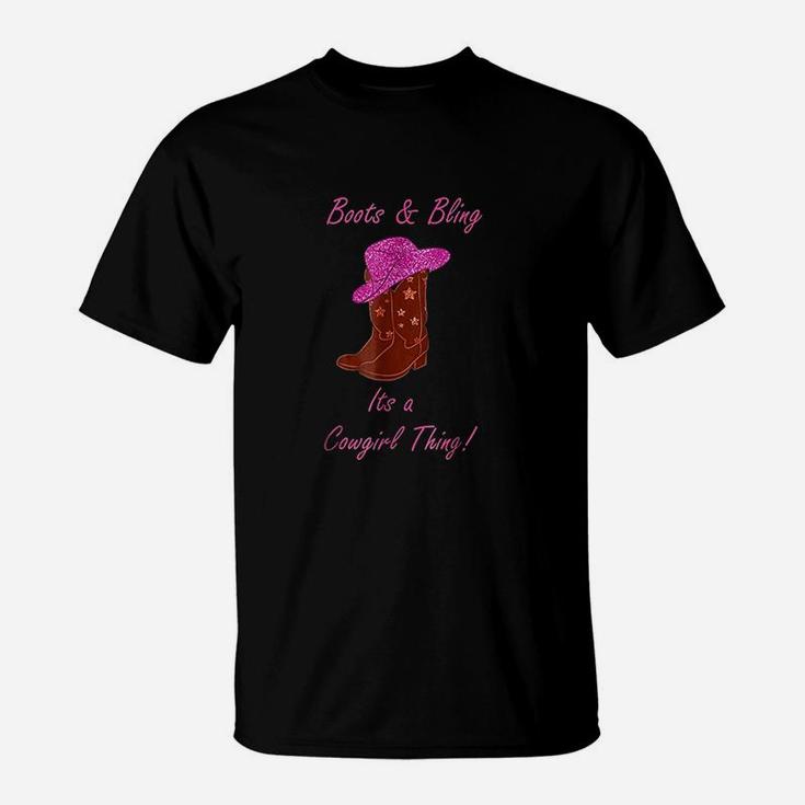 Cute Boots And Bling Its A Cowgirl Thing Rodeo Hat T-Shirt
